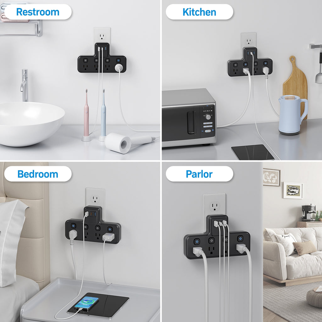 ZenDock Multi-Switch Hub: 3 AC Outlets + 3 USB Ports