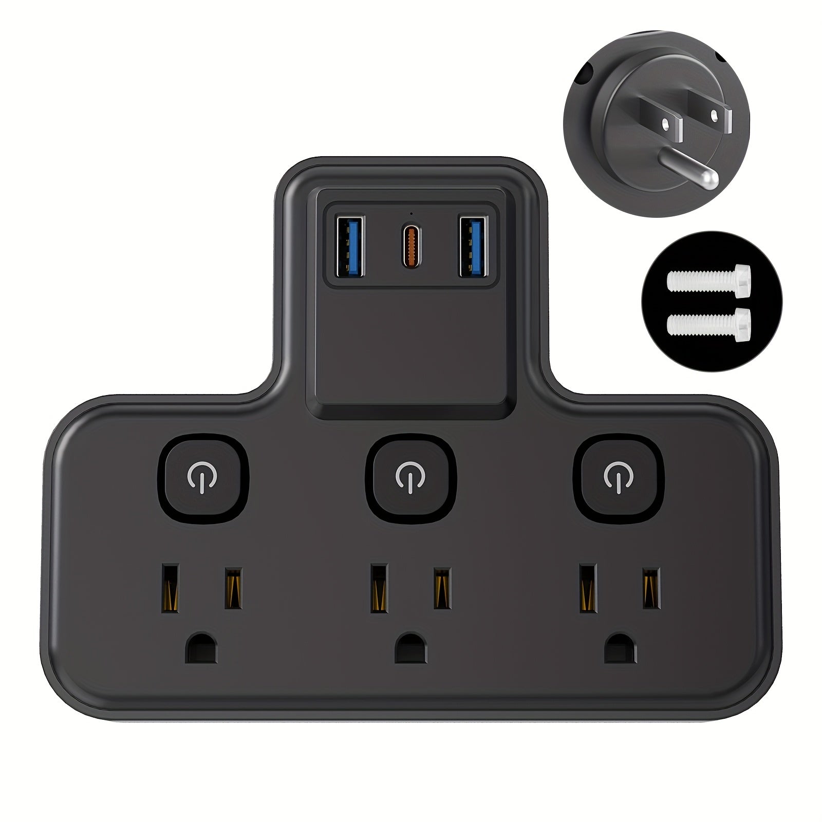 ZenDock Multi-Switch Hub: 3 AC Outlets + 3 USB Ports