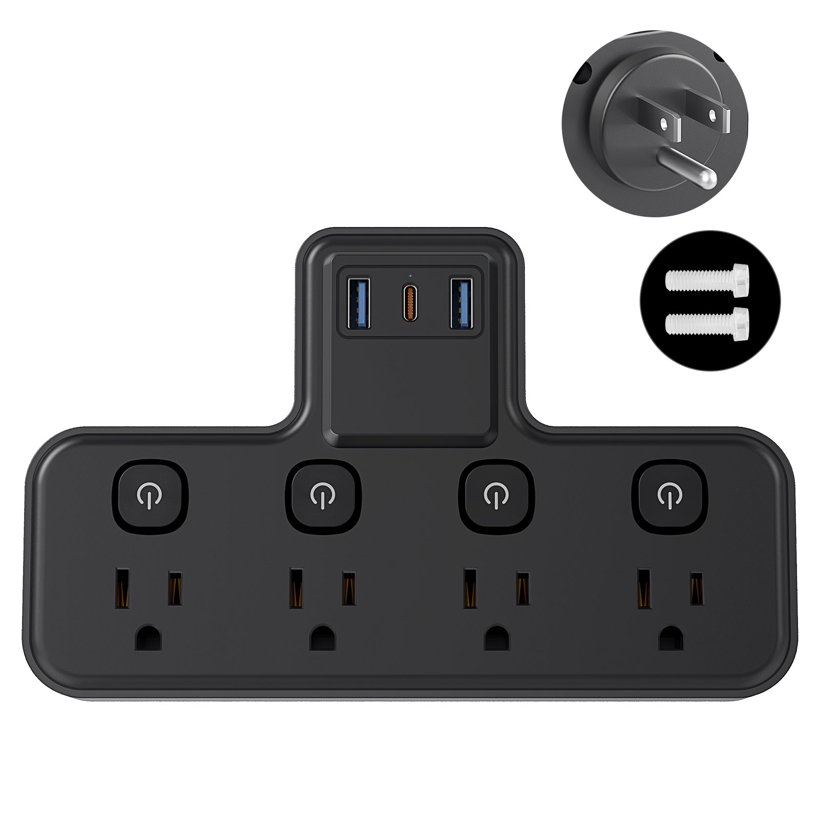 ZenDock Multi-Switch Hub: 3 AC Outlets + 3 USB Ports