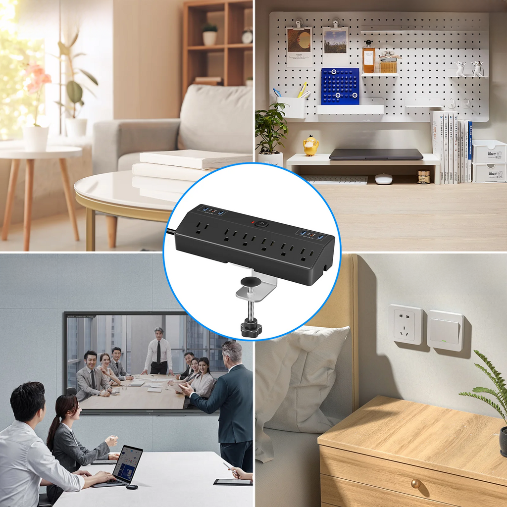 ZenDock Multi-Switch Hub Wall Outlet Extender, 3 AC Outlets + 3 USB Ports, 20W USB-C PD
