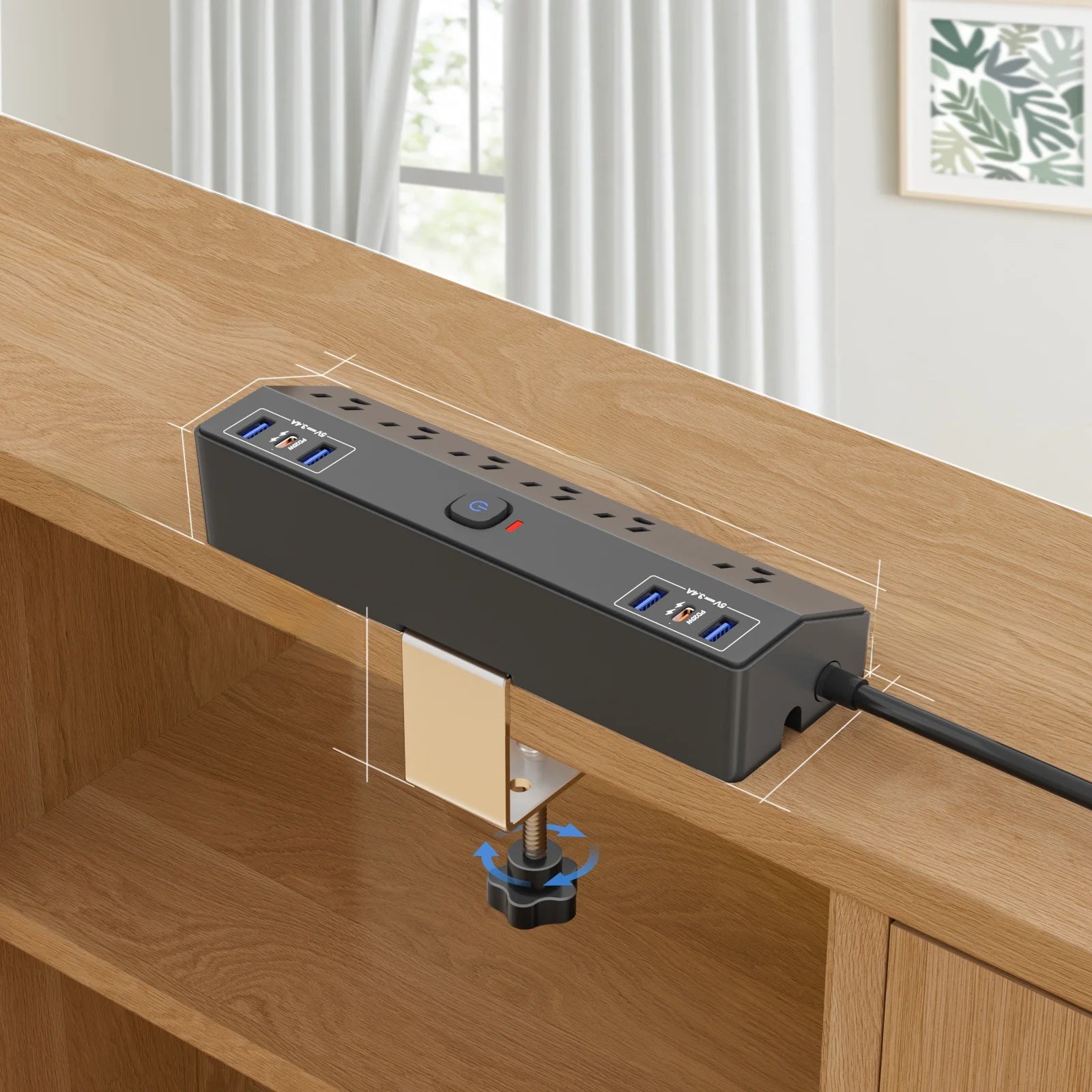 ZenDock Multi-Switch Hub Wall Outlet Extender, 3 AC Outlets + 3 USB Ports, 20W USB-C PD